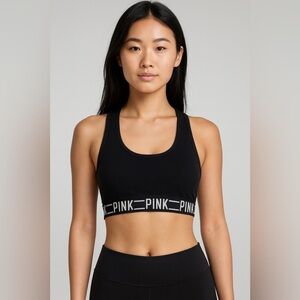 🖤 Victoria’s Secret PINK Vintage Black Logo Sports Bra – Size M